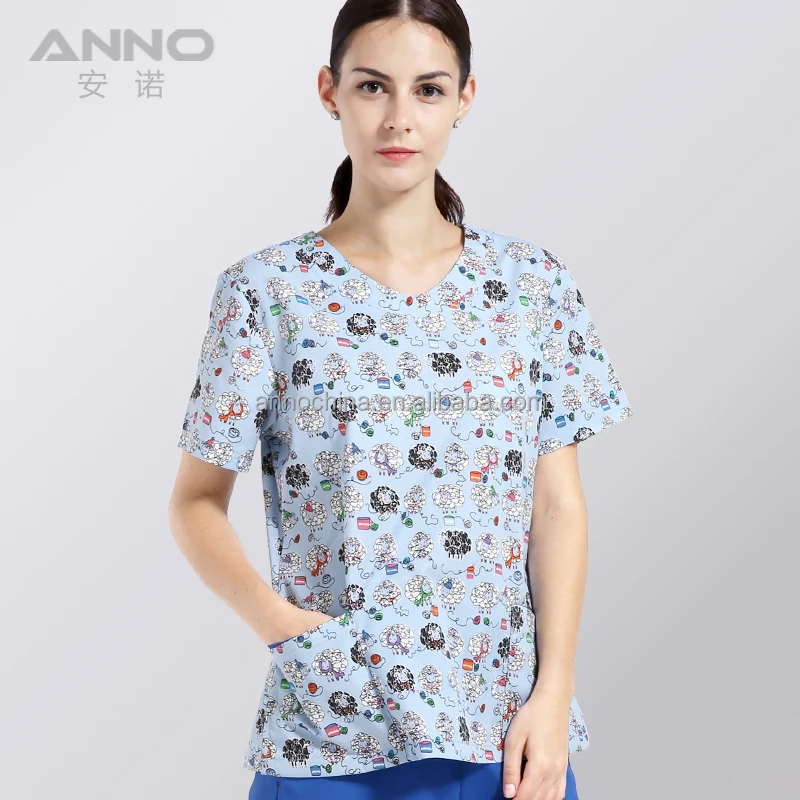 Anno New Design Funny Prints Hospital Staff Uniform Surgical Nurse Scrubs Paramedic Uniform