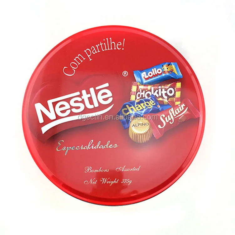Изысканный и прекрасный круглые конфеты железный ящик, шоколад железный ящик, пустой железный ящик
