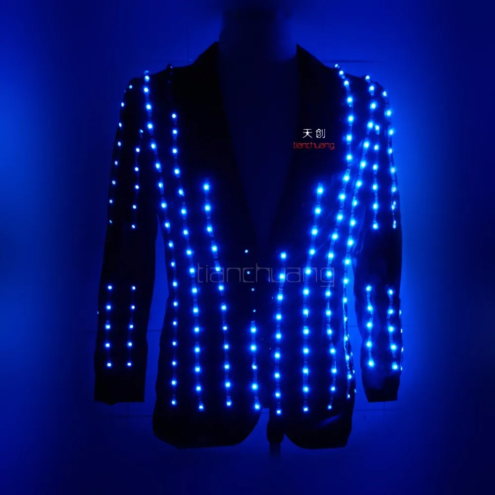 433 Wireless Controlled LED Tron Dance Jacket, LED Party Suits, DJ Light up  Costume