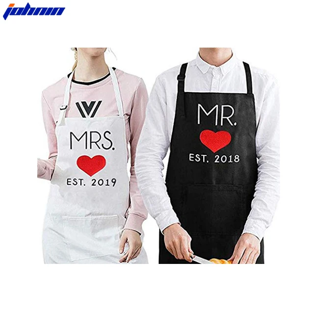 Mr and Mrs Est. 2018 Aprons, Make a Perfect Couples Gift, Bridal