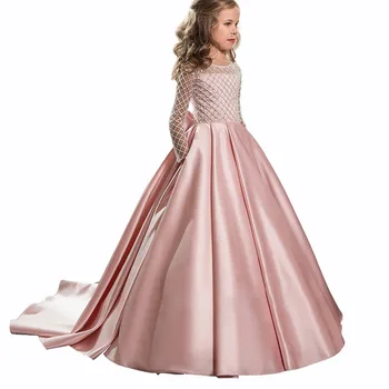 OEM ball gown girl's dress kids clothing children long sleeve first communion dresses kids evening gowns party dress for girls