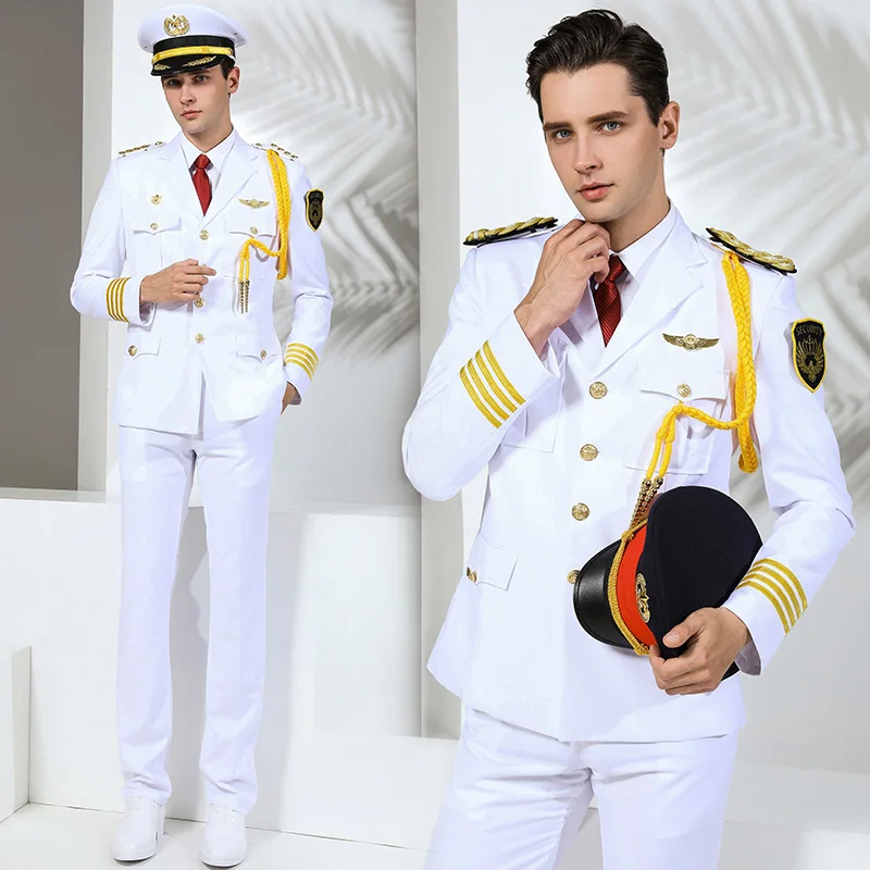 White Men's Security Guard Dress Uniform Polyester/Viscose Material Anti-Wrinkle & Breathable