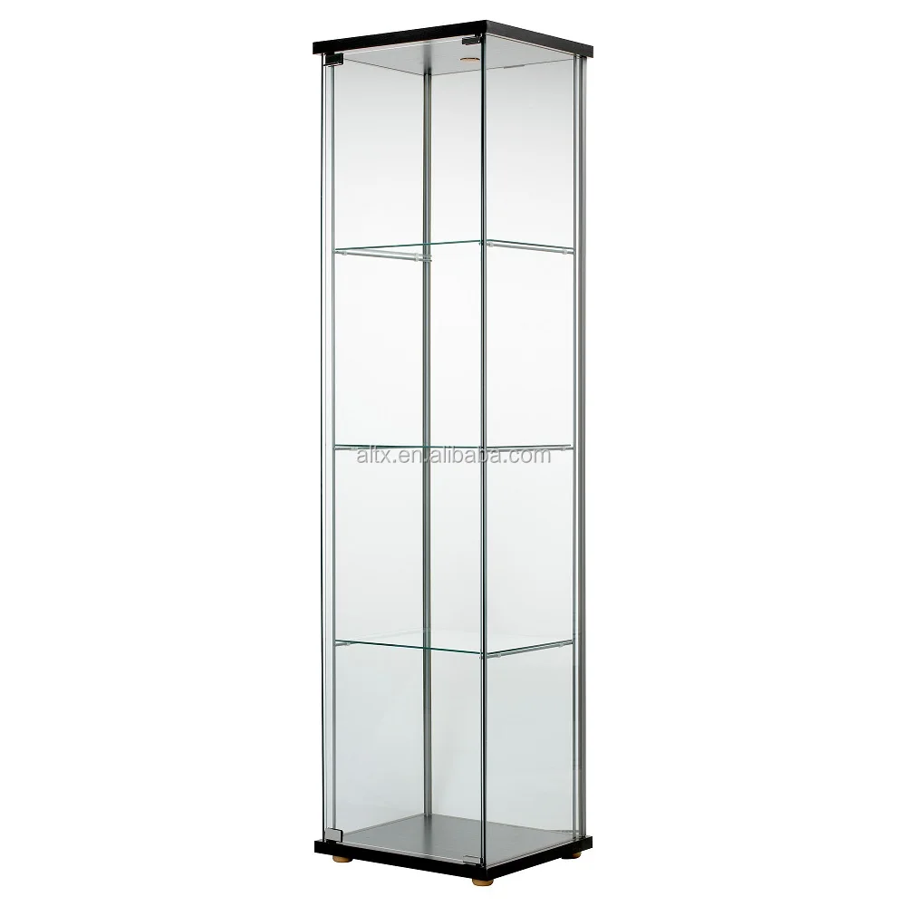 ДЕТОЛЬФ шкаф-витрина, черно-коричневый43x163 см