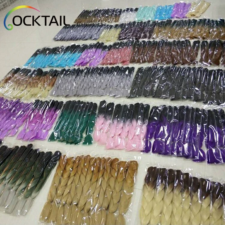 Free Sample 120 Colors Jumbo Braid African Box Senegal Twist Ombre Braiding Hair 24'' 48'' 100g All Colors in Stock