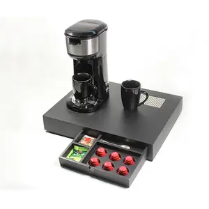 High-grade Electric Wooden Coffee Machine Tray with Coffee Capsule Storage Drawer for Office & Hotel Use