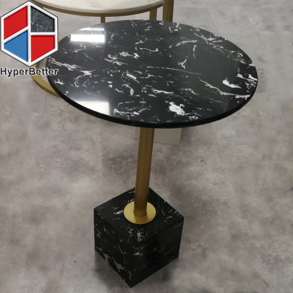 Кофейный столик из натурального черного мрамора Круглый/Черный Мраморный кофейный для отеля и