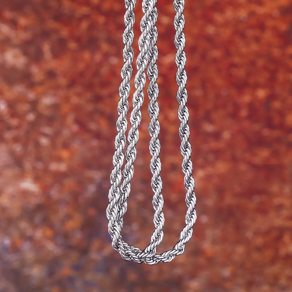 KRKC&CO ヒップホップジュエリー 3MM 22インチ ホワイトゴールド