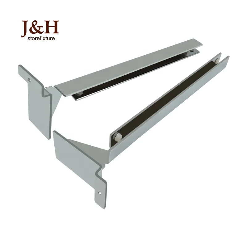 Chrome Glass Shelf Bracket for slatwall PACK OF 5 PAIRS 250mm 10" 