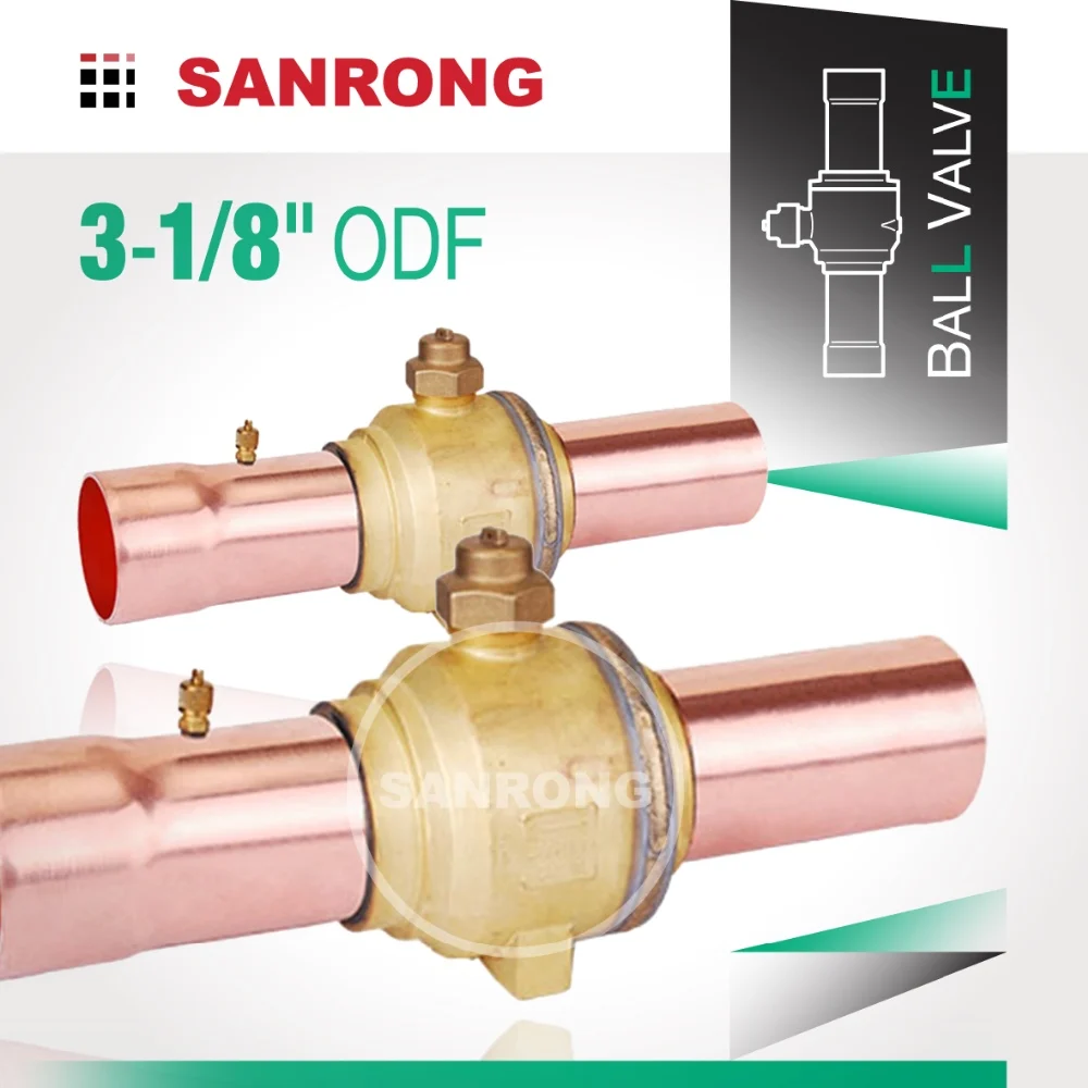 Sanrong 31/8" 25/8" ODF Solder Manual Refrigeration R134a Ball Valve