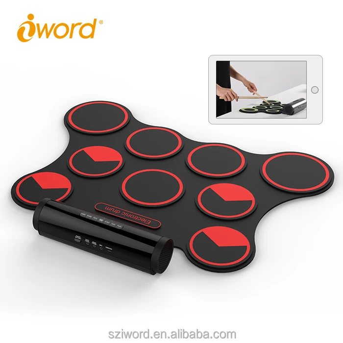 IWord G3009 Foldable Usb Midi Built-In Dual Speakers Roll up Electronic Drum Kit Digital Drum Usb Midi Roll up Drum Kit