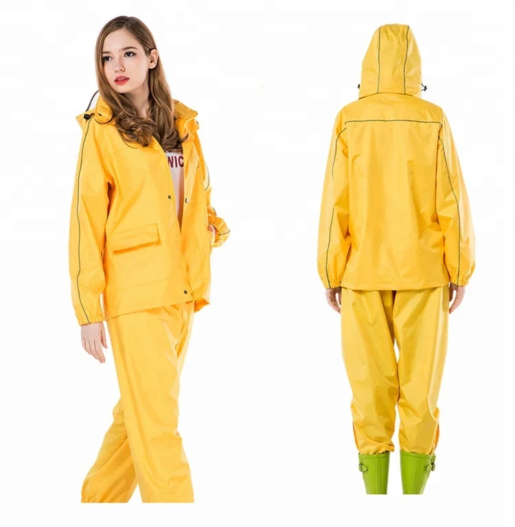 Yuding Fishing Suit Raincoat Polyester Rain Coat Men Women Rain Cover Navy Blue / XXL
