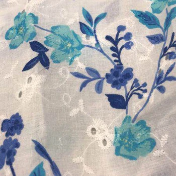 Hot sale 100% polyester cotton women garment dress embroidery yarn dyed printed fabric