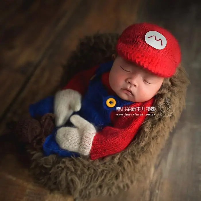 Newborn Mario Outfit Handmade Crochet Mohair Beanie Hat Super Mario Bros  Baby Boy Outfit Cap And Overall Set - Buy Newborn Mario Outfit,Baby Boy  Outfit,Cap And Overall Set Product on 