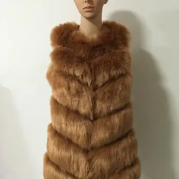 Hot selling style faux fox fur vest qualified lady and girl's outwear