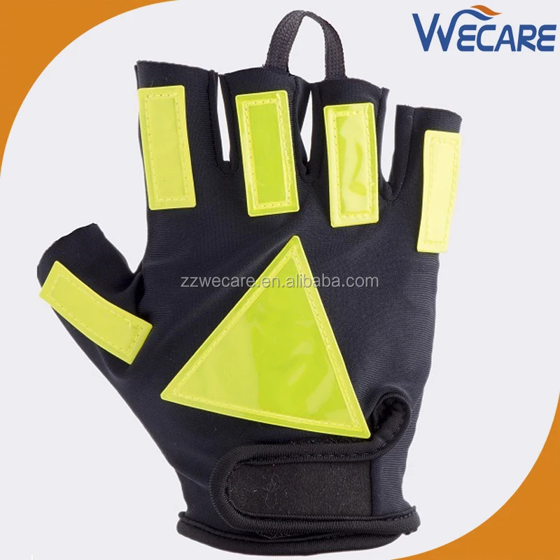 Fingerless Reflective Tape Control Hand Protection Traffic Safety Gloves