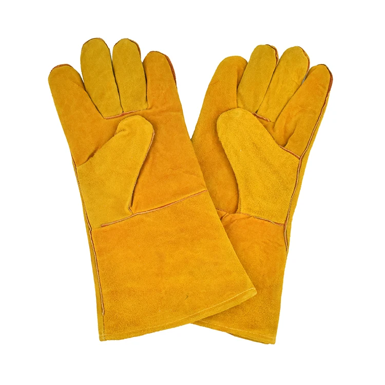 yellow welding gloves