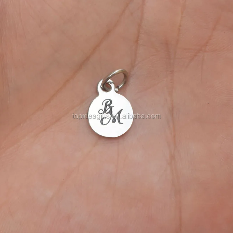 Custom Enamel Small Engraved Round Metal Plated Silver Jewelry Tags