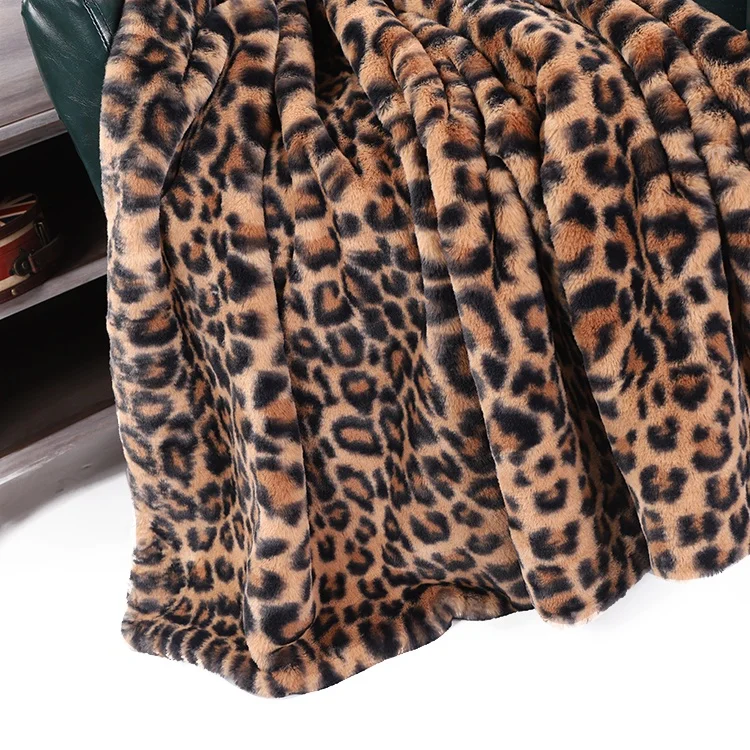 Classical King Size Comforter Leopard Cheetah Blanket Grain Print Plush Faux Fur Mink Throw Blanket