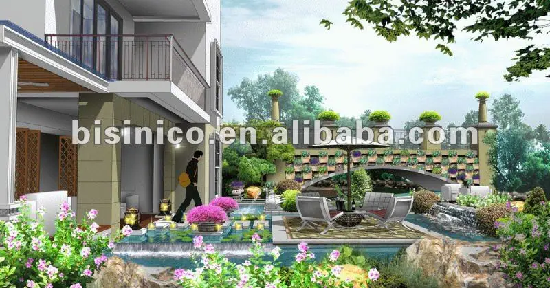 3D exterior landscape design,garden design,3D rendering