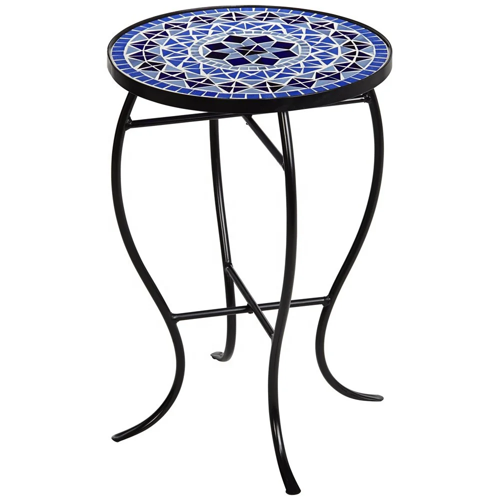 Mosaic Plant Stand Outdoor Accent Table