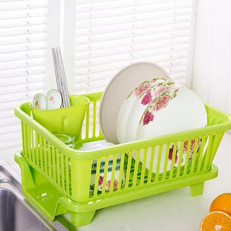 Custom Vegetable Plate Holder Basket Kitchen Plastic Dish Drainer Rack With  Tray
