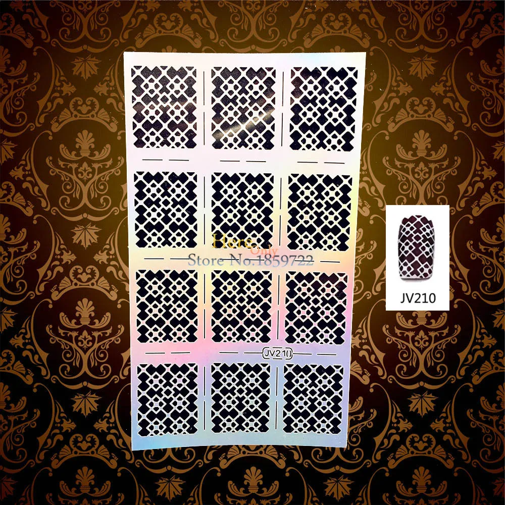 1PC DIY Mesh Flower Hollow Pattern Glitter Nail Art Painting Decal HJV210 Manicure Nail Sticker Stencil