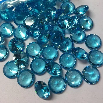 Loose Gemstones Aqua Blue Sapphire Round Brilliant Cut Aquamarine CZ Gemstone for pendants
