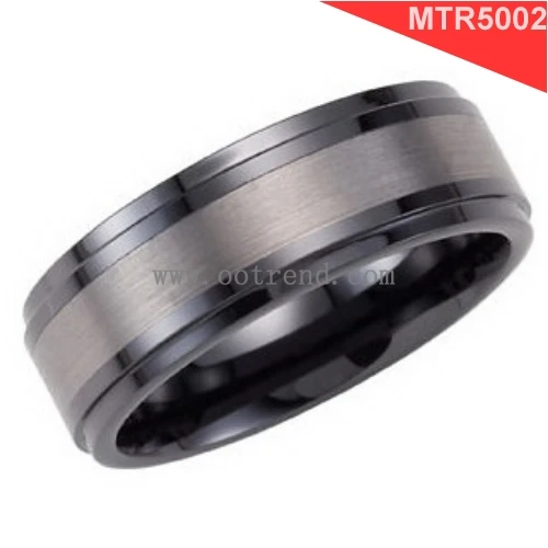 
 Бесплатный аллергии анти-царапины щеткой вольфрама инкрустированные черным карбида вольфрама кольцо для человека моды  