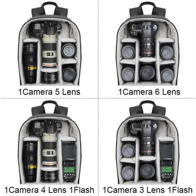 DSLR Photo Camera Bag D6II Waterproof Functional Backpack