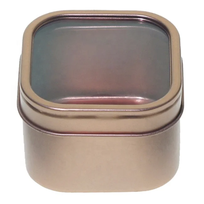 Wholesale Square Metal Tin Box with Clear Window Lid for Candy Mints Tin Can