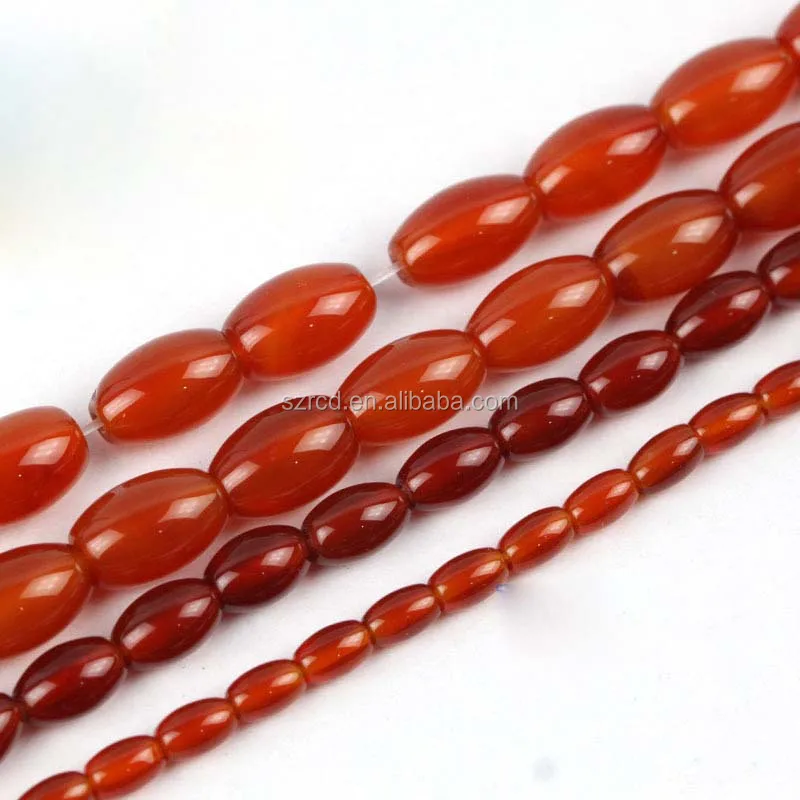 Agate Stone Wholesale Gemstone Red Agate Rice Beads Jewelry Carnelian Rice  Beads Agate Beads