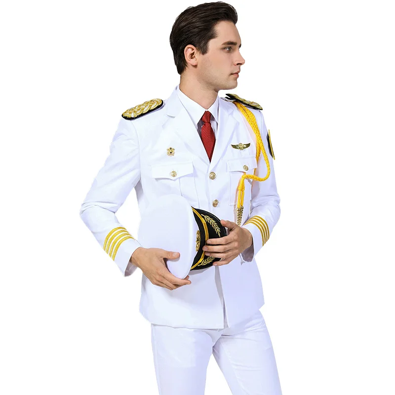 White Men's Security Guard Dress Uniform Polyester/Viscose Material Anti-Wrinkle & Breathable