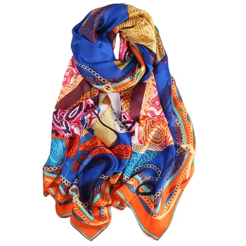 2019 Hot design women soft silk printed scarf lady