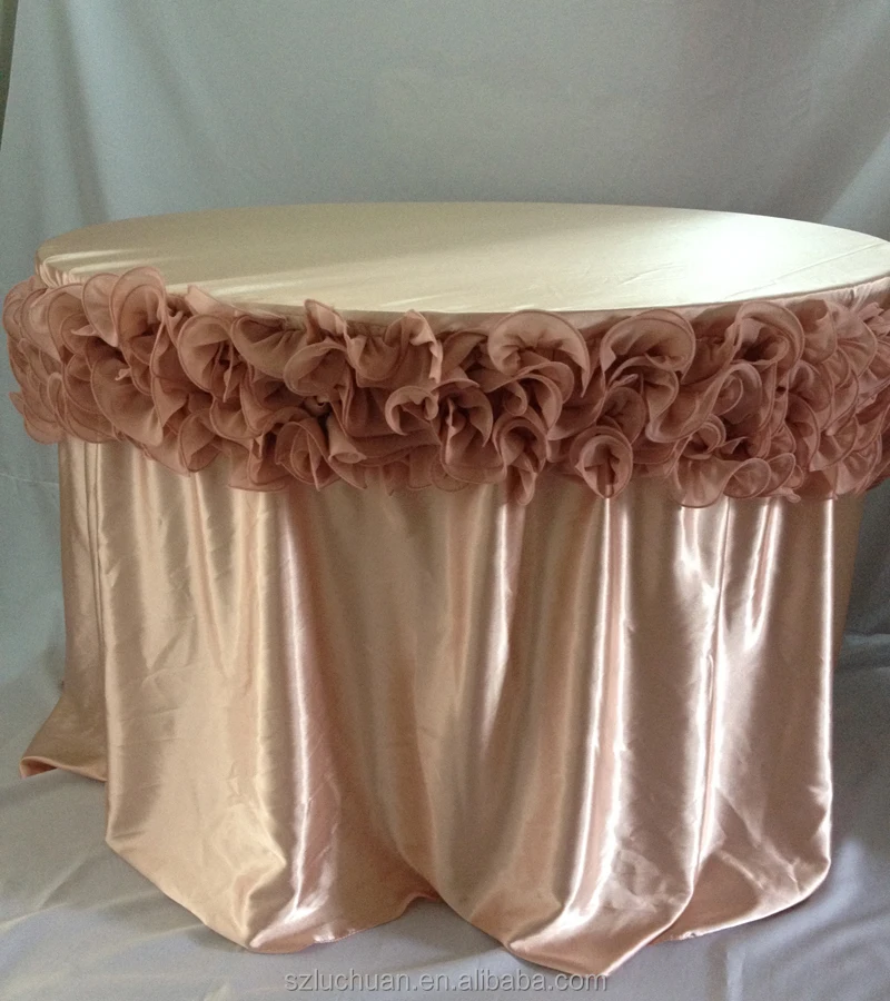 Customized Organza Banquet Table Cloth Wedding Tablecloths Ruffled Skirt Table Cloth Decoration Round Table Cloth Wedding