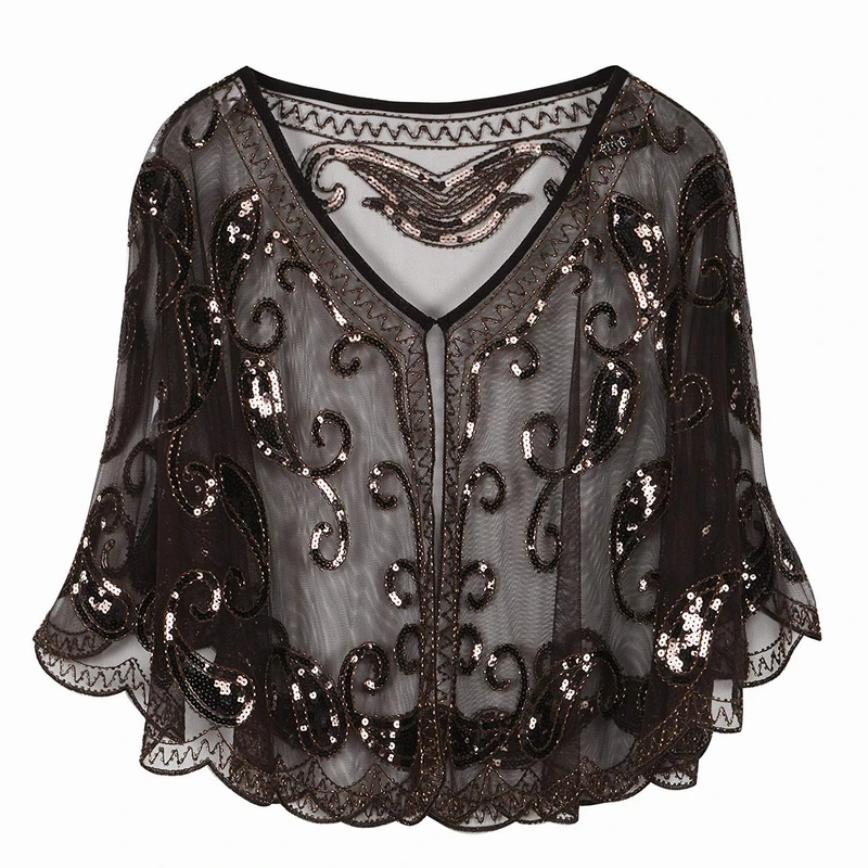 
Женская вечерняя накидка с блестками и бусинами 1920s 