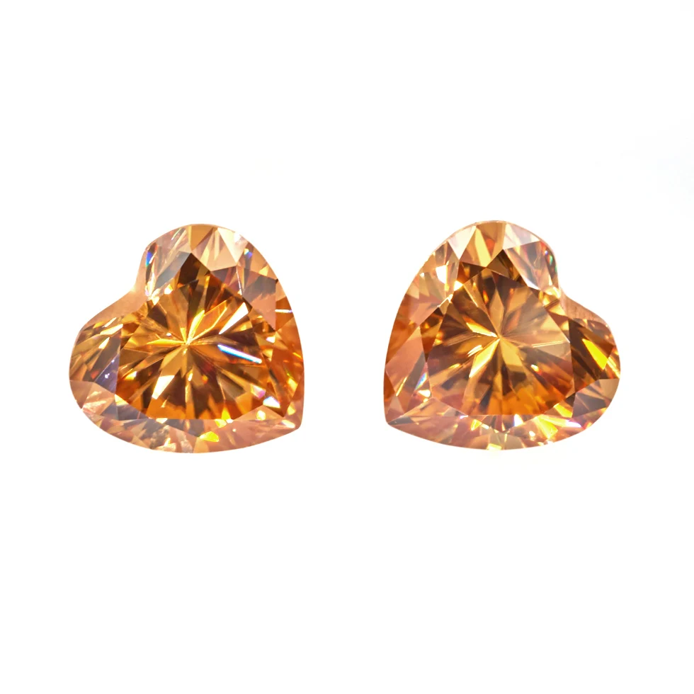 GIGAJEWE Golden Color Heart Cut Synthetic Moissanite Diamond Manufacture & Supply On Sale