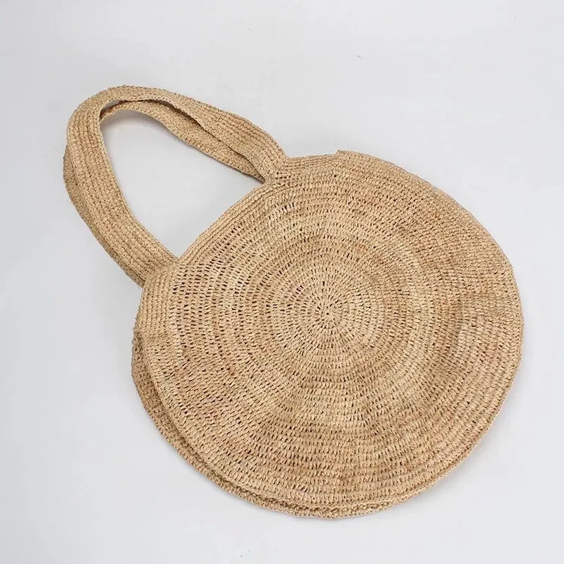 Wholesale Summer Women Hand Made Crocheted Raffia Straw Beach Bag