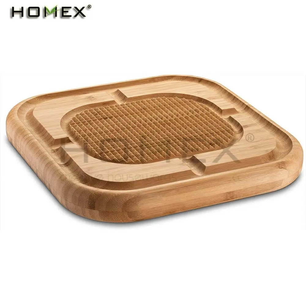 square bamboo chopping board meat carving cutting block board