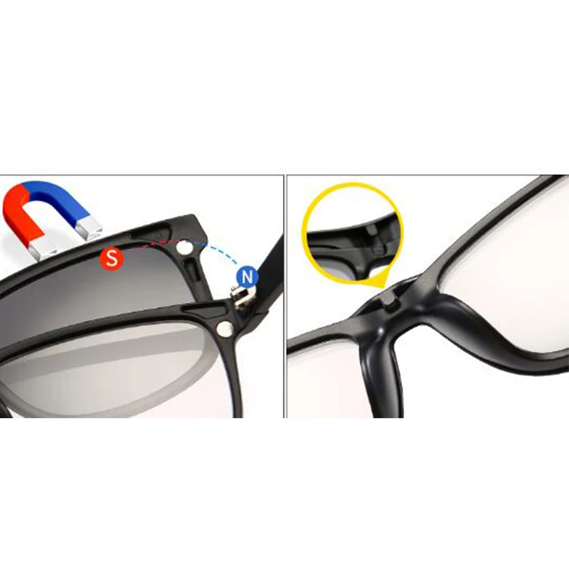 5Pcs Classic Polarized Magnetic Clip on Sunglasses for Driving Glasses Night Vision