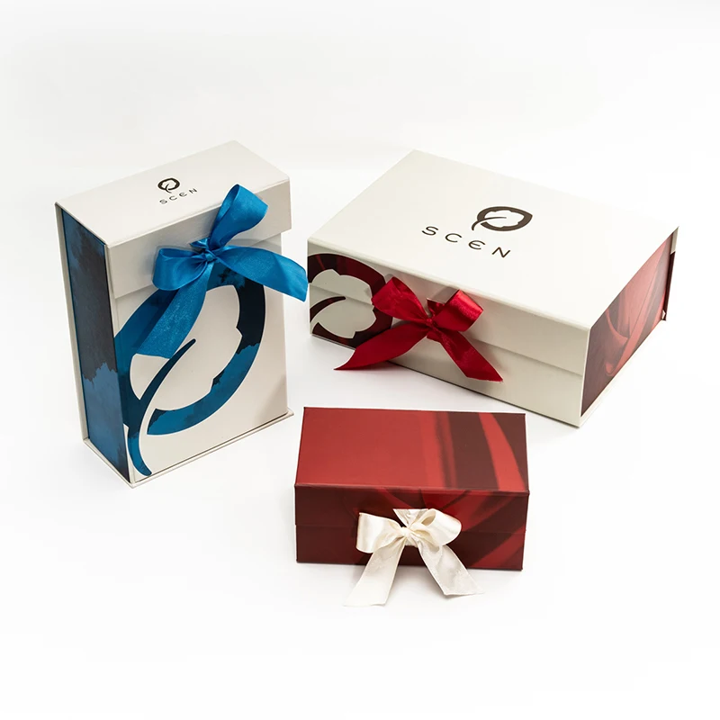 Custom Logo Luxury Collapsible Magnetic Gift Box with Ribbon for ...