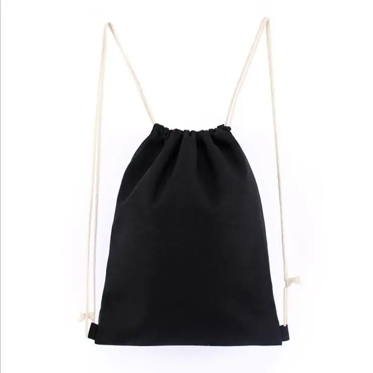 black canvas drawstring backpack
