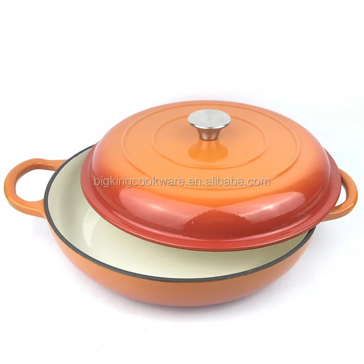 Эмалированная чугунная посуда 30 см неглубокая кастрюля для тушения