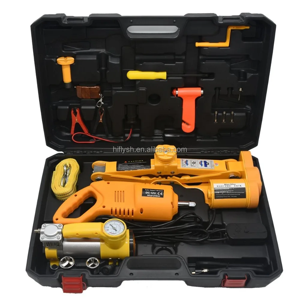 HF-EJ450(001) 3TON 12V Auto Electric Jack Wtih air Inflation Dual-function Horizontal Type Electric Hydraulic Bottle Floor Jack
