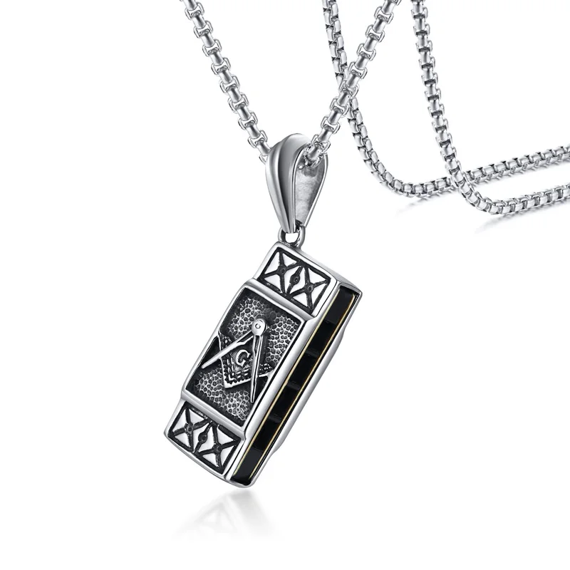 Beydodo Stainless Steel Necklaces with Pendant for Men Eiffel Tower Pendant Silver Punk Necklace for Men