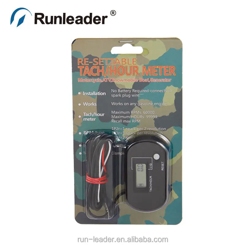 Runleader Digital Inductive Tachometer Hour Meter for Motocross Snowmobile ATV Dirt Bike Snowblower Tractor Marine Lawn Mower