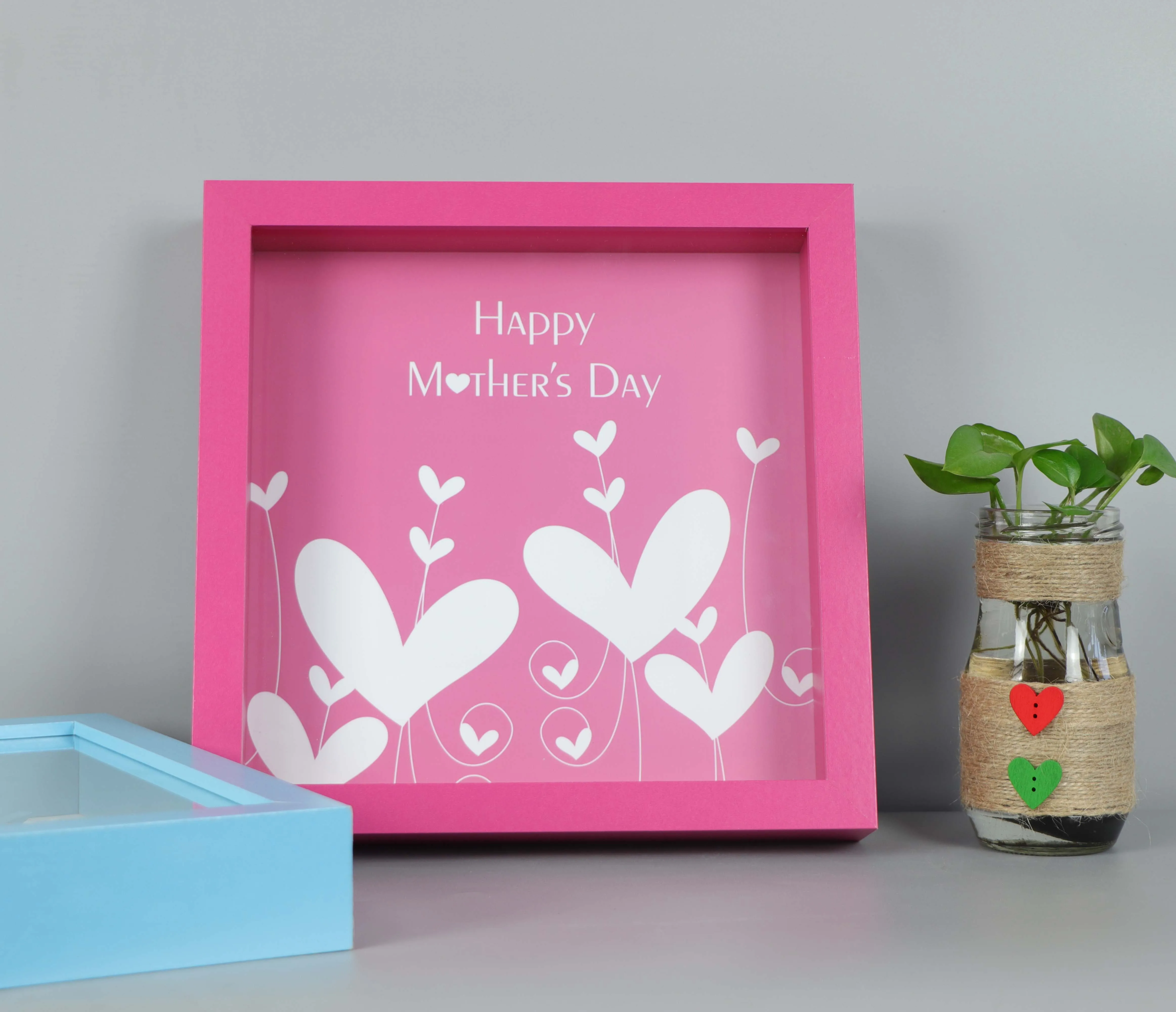 Mother Day Photo Frame, Display 9x9" Photo or 5x5" Photo with Mat, White, Black, Rose Red, Blue Purple, Wood Grain