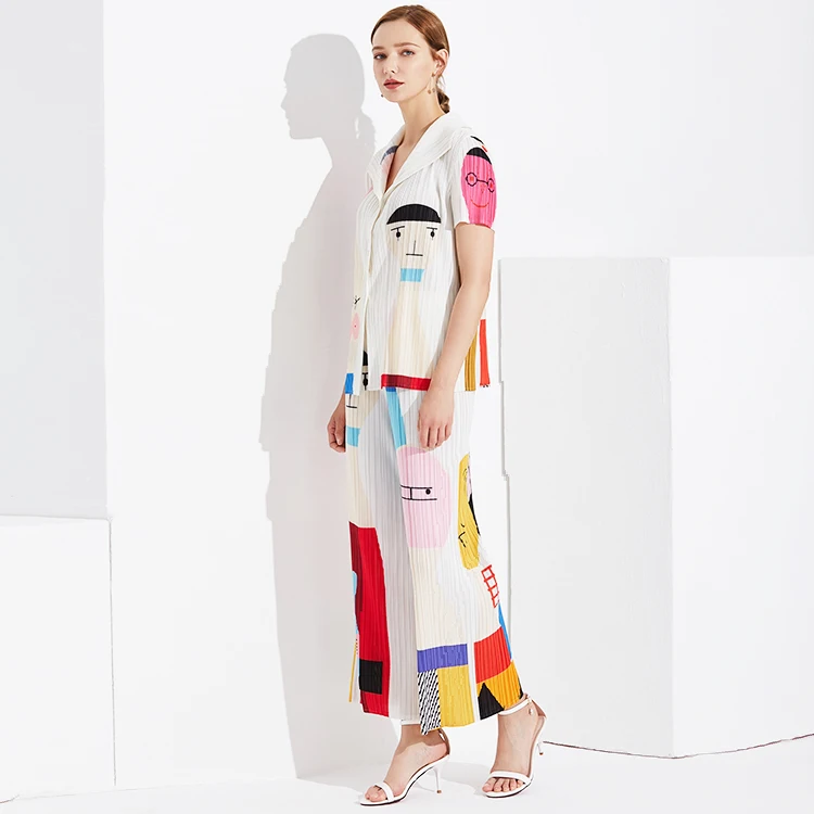 Весенне-Летний Новый дизайн с коротким рукавом Женские Складки офисные повседневные брюки костюмы