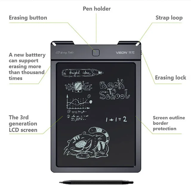 Black Color LCD Writing Tablet 13 Wireless Writing Tablet Writing Pen Tablet WP9313