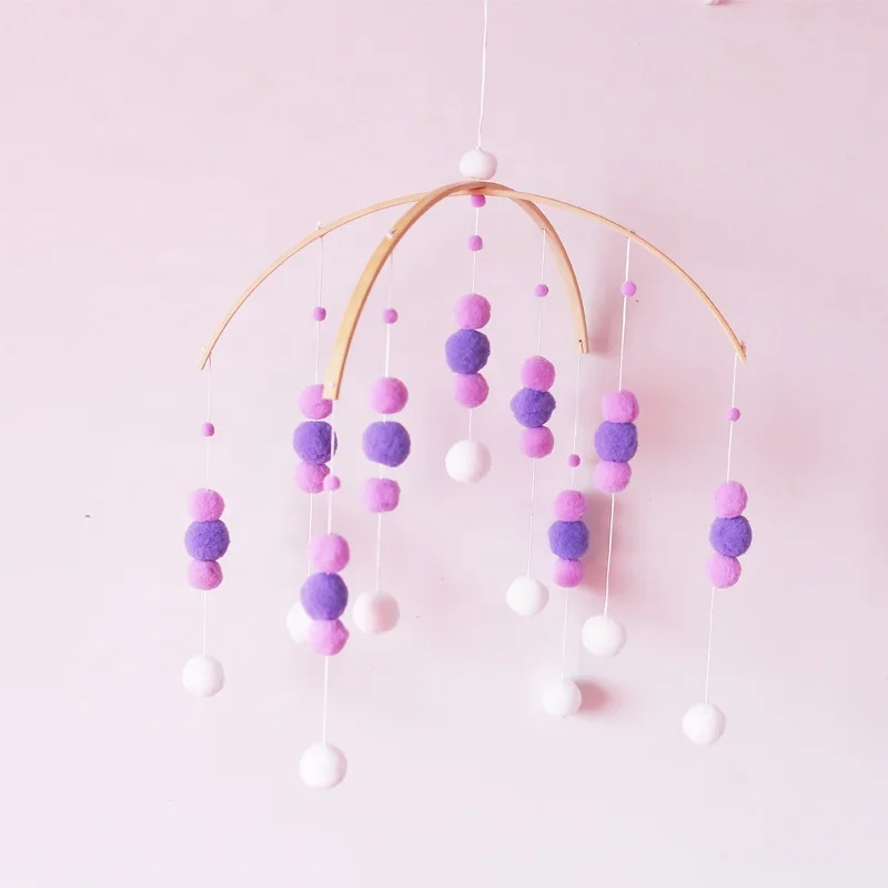 Pom Ball Wooden Crib Hanger For Baby Bed Cot Hanging Toy - Buy Baby Crib Mobile Hanger,Crib Bed Hanging Toy Product on Alibaba.com