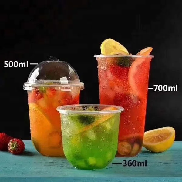 Round Bottom PET U Shape Plastic Boba Cup